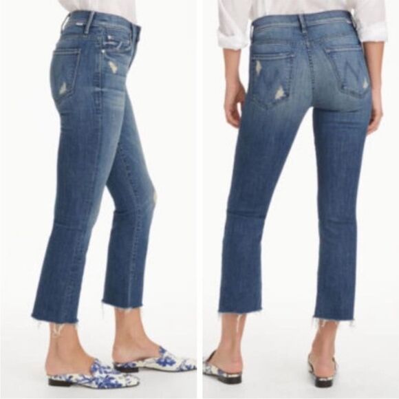 Mother Denim The Insider Crop Fray in Homebound Jeans Straight Leg Jeans Size 26 - Picture 5 of 16